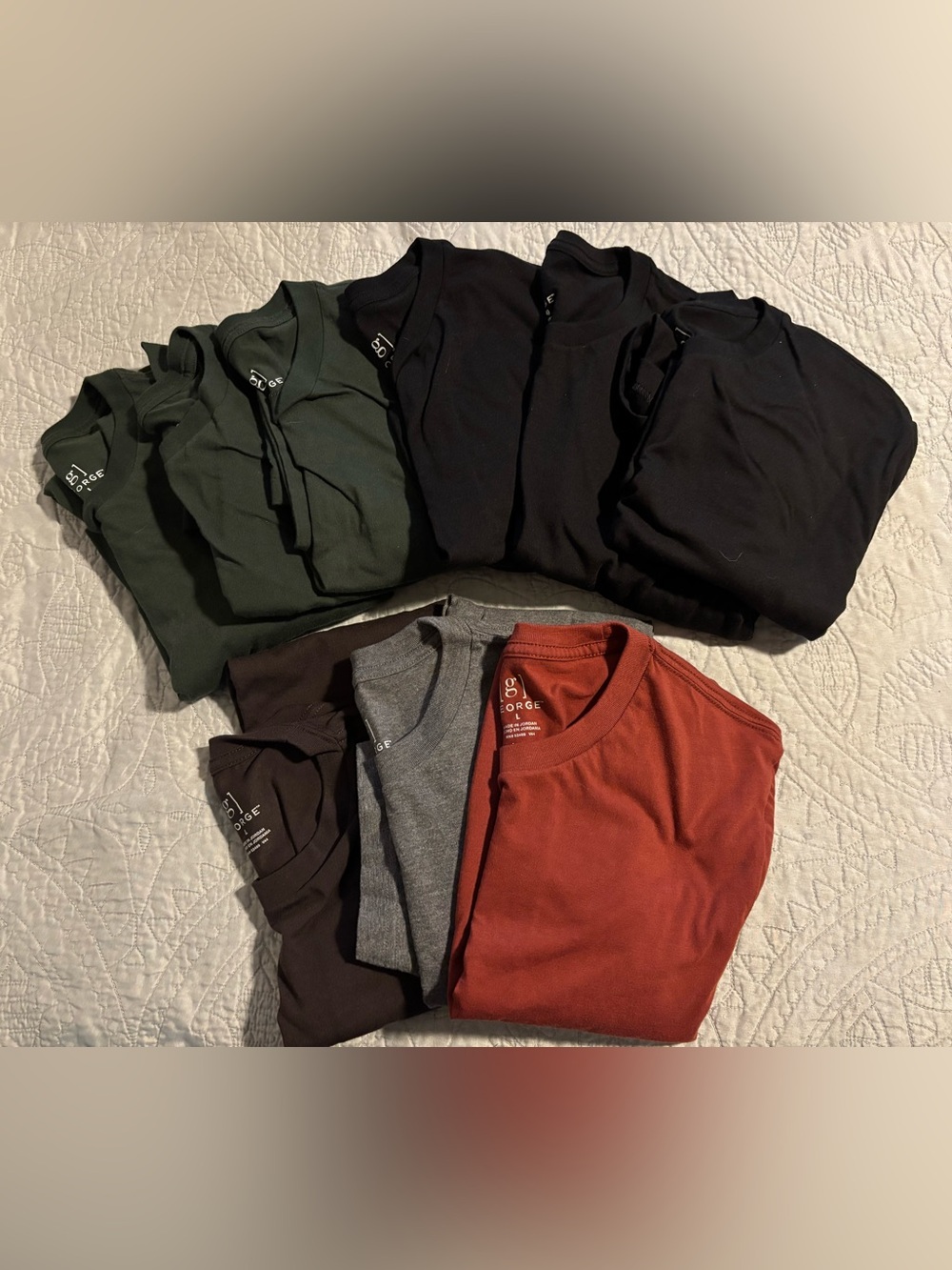 George T-Shirts - Lot of 9 - SS - Var Colors - Large - 65/35 Cotton/Poly - EUC